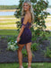 Sparkly Purple Beading Off the Shoulder Tight Short Homeocming Dress with Tassels, HC382287