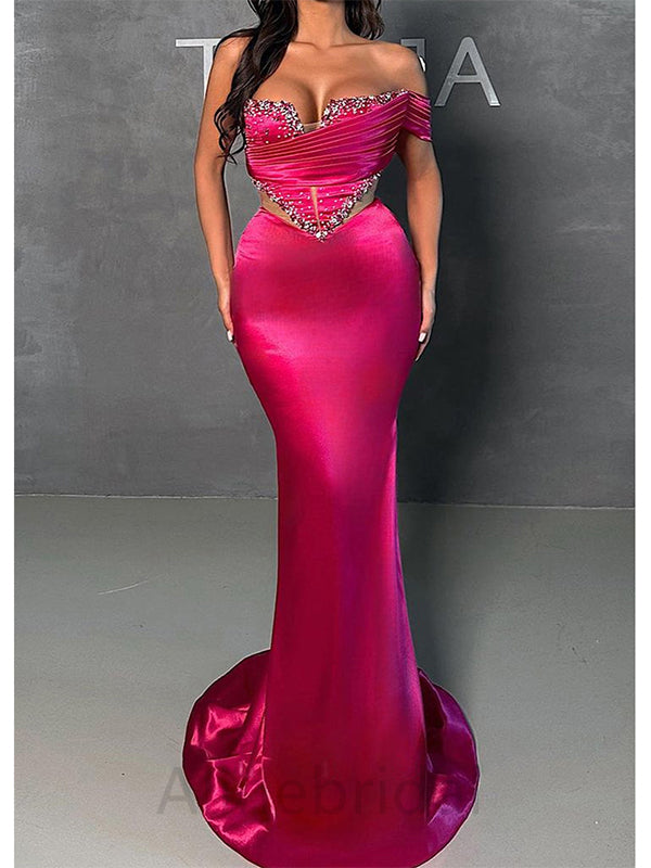 Sparkly Pink Sweetheart Beading Mermaid Long Prom Dress, PD3657