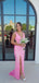Sparkly V-Neck Backless Pink Glitter Prom Dress with High Slit – Sexy Evening Gown, Prom Dress,PD382262