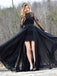 Black Lace Long Sleeve Beaded Sheath Tight Prom Dresses,PD00083