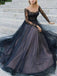 Black Lace Long Sleeve Off Shoulder Lace Up Back Prom Dresses.PD00230