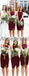 Burgundy Jersey Sheath Sleeveless Short Bridesmaid Dresses, AB4040