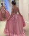Dusty Rose Appliques Detachable Over-skirt Illusion Prom Dresses ,PD00127