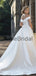 High Low Off Shoudler Off White Satin Ball Gown Wedding Dresses, AB1542