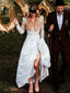 Illusion Lace Long Sleeve V-neck Chiffon A-line Beach Wedding Dresses, AB1573