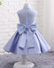 Lavender Satin High Neck See Through Back Bow Knot Simple  Flower Girl Dresses, FGS102