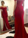 Long Red Off Shoulder Side Slit Mermaid Cocktail Evening Party Formal Prom Dresses Online,PD0164