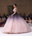 Off Shoulder Ombre Purple Pink Tulle Ball Gown Prom Dresses,PD00316