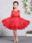 Red Tulle Rhinestone Applique Handmade Flower Girl Dresses, FGS136