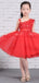 Red Tulle Unique One Shoulder Applique Flower Girl Dresses, FGS137