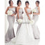 Simple Strapless Sexy Grey Satin Mermaid Long Bridesmaid Dresses, AB4003