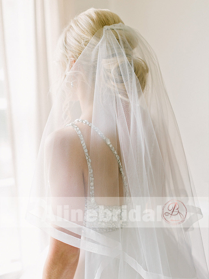 Sparkly Silver Bead Rhinestone Spaghetti Straps Ruffles Ball Gown Wedding Dresses, AB1161