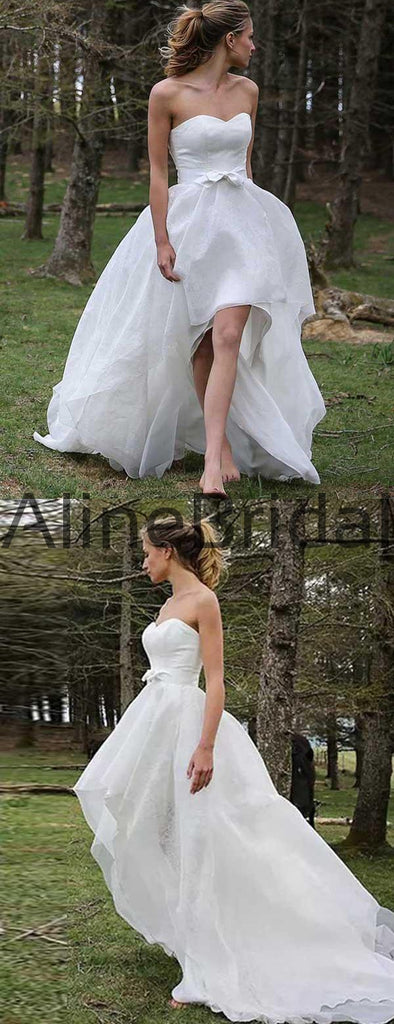 Sweetheart Strapless High Low Lace Chiffon Wedding Dresses, AB1543