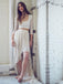 Two Piece Ivory Lace Chiffon High Low Boho Beach Wedding Dresses , AB1534