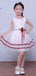 White Organza Red Satin Belt Cheap Simple Flower Girl Dresses , FGS123