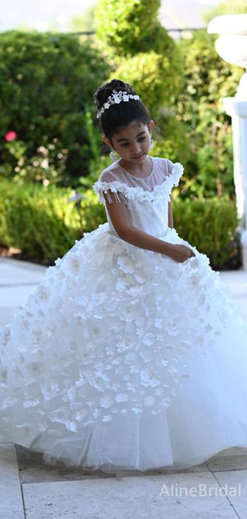 Gorgeous Lace Appliques A-line Long Flower Girl Dresses FGS149