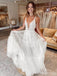 Gorgeous V-neck Spaghetti Strap A-line Long Wedding Dresses,WD3100