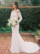 Gorgeous Lace Appliques Illusion Mermaid Long Wedding Dresses,WD3101