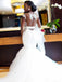 Elegant V-neck Off-Shoulder Lace Appliques Mermaid Long Wedding Dresses,WD3104