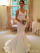 Elegant  V-neck Straps Mermaid Long Wedding Dresses,WD3108