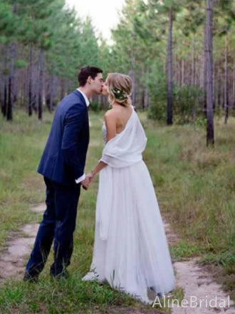 Elegant  Sweetheart Strapless A-line Long Wedding Dresses, WD3110