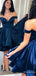 Elegant V-neck Off-Shoulder A-line Short Homecoming Dress, HD327989