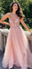 Gorgeous V-neck Spaghetti Strap A-line Long Prom Dress,PD38092