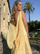 Elegant Yellow V-neck A-line Long Prom Dress,PD38130