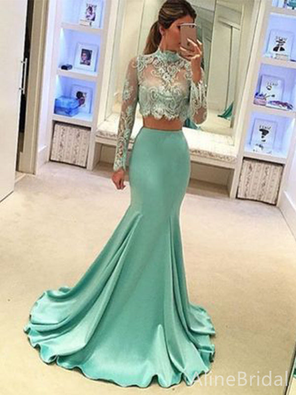 Gorgeous Lace Long Sleeves Mermaid Long Prom Dress,PD38161