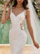 Elegant V-neck Spaghetti Strap Mermaid Long Wedding Dresses,WD3074