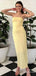 Elegant Yellow Strapless Mermaid Long Prom Dress,PD381760