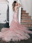 Elegant V-neck Sleeveless Mermaid Long Prom Dress, PD3698