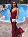 Sexy V-neck Spaghetti Strap Mermaid Long Prom Dress,PD381779