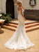 Luxury V-neck Spaghetti Strap Mermaid Long Wedding Dresses,WD3075