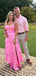 Elegant Pink Split Side A-line Long Prom Dress,PD381805