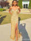 Elegant V-neck Spaghetti Strap Split Side Mermaid Long Prom Dress,PD381834