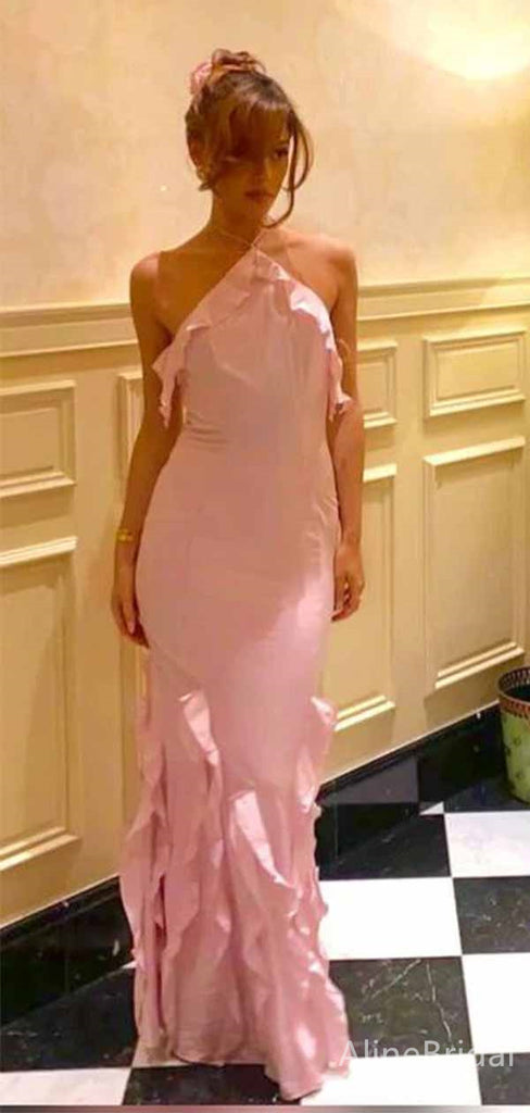 Unique Pink Halter Mermaid Long Prom Dress,PD381888