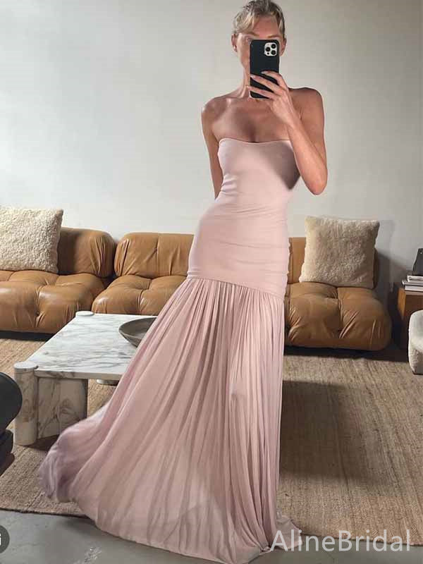 Gorgeous Pink Strapless A-line Long Prom Dress,PD381891