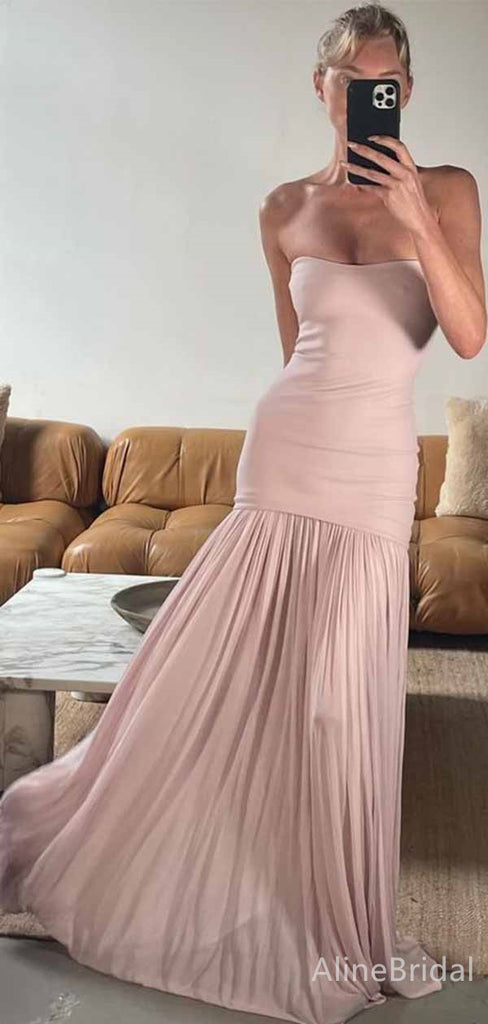 Gorgeous Pink Strapless A-line Long Prom Dress,PD381891