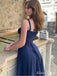 Elegant Dark Blue Sweetheart A-line Long Prom Dress,PD381899