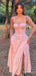 Elegant Pink Sweetheart Split Side A-line Long Prom Dress,PD381900