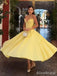 Gorgeous Yellow V-neck Strapless A-line Long Prom Dress,PD381903