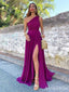 Elegant One Shoulder Split Side Mermaid Long Prom Dress,PD381932