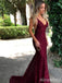 Sexy Spaghetti Strap V-neck Mermaid Long Prom Dress,PD37658