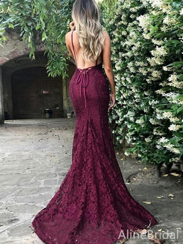 Sexy Spaghetti Strap V-neck Mermaid Long Prom Dress,PD37658