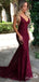 Sexy Spaghetti Strap V-neck Mermaid Long Prom Dress,PD37658