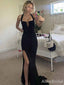 Sexy Black Halter Split Side Mermaid Long Prom Dress,PD381933