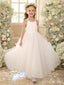 Elegant White A-line Long Flower Girl Dresses, FGS183