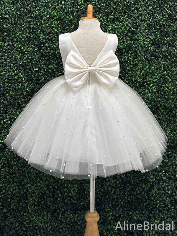 Elegant Beadings A-line Long Flower Girl Dresses, FGS185