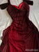 Elegant Burgundy V-neck Straps A-line Long Prom Dress,PD381948